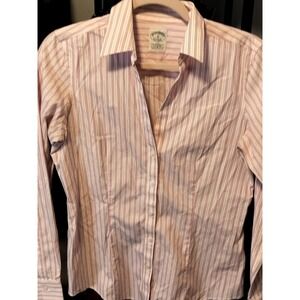 Brooks Brothers Fitted Striped Pink & White Button Down Shirt Women Size 4
